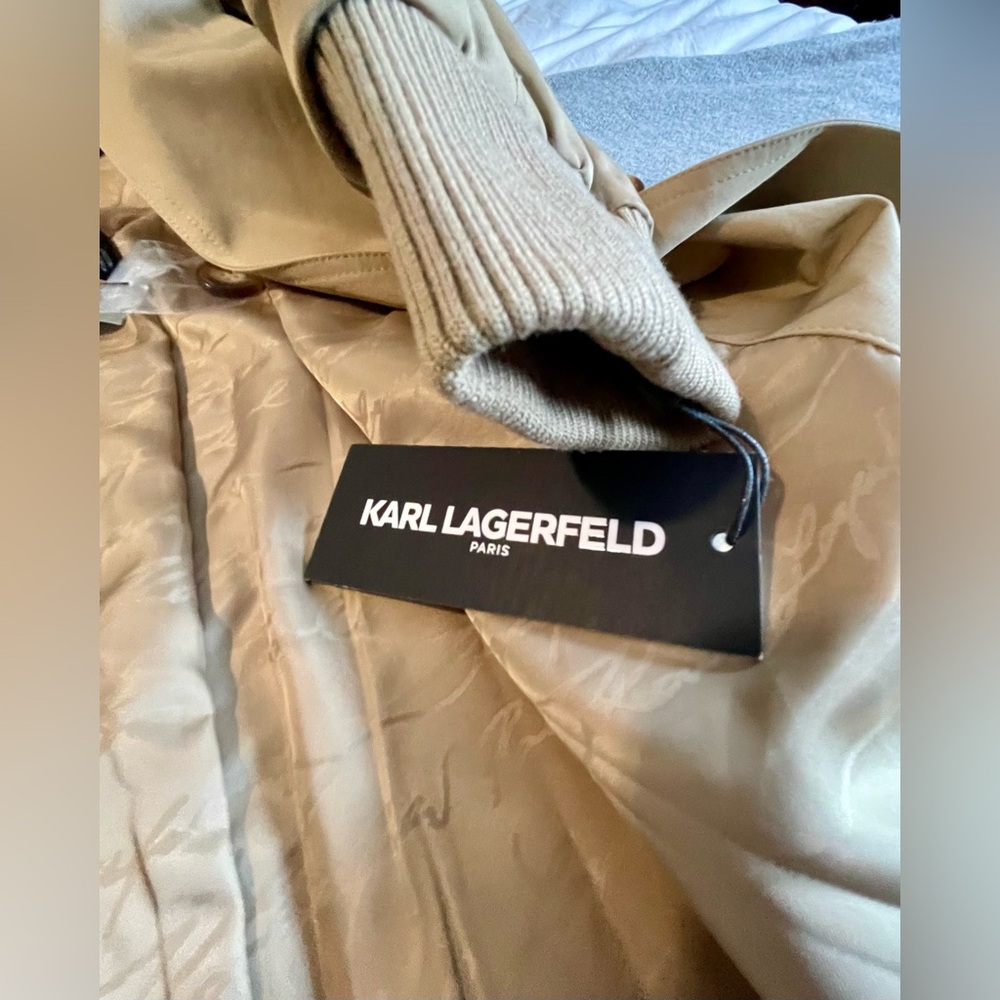 Karl Lagerfeld Gabardine Rushed Sleeve Trench Coat NWT - Picture 11 of 17